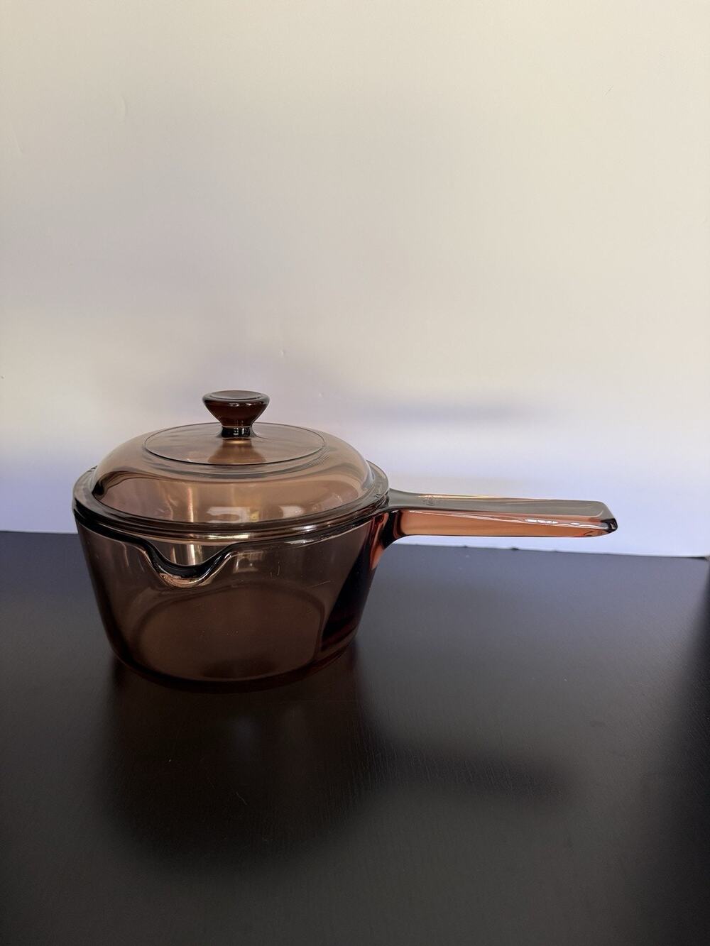 Vintage Vision Corning Ware Corning USA Sauce Pan Spout Pyrex Lid Amber 1L